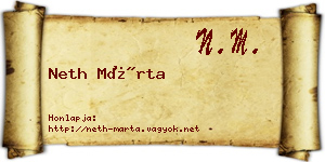 Neth Márta névjegykártya